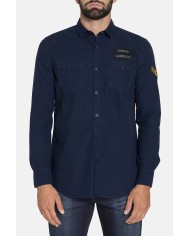 CAMICIA MANICA LUNGA IN GABARDINA LEGGERA TINTA UNITA
