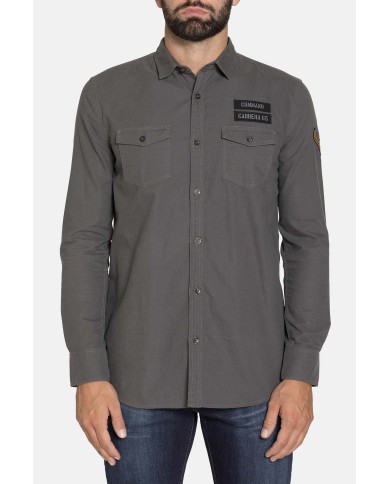 CAMICIA MANICA LUNGA IN GABARDINA LEGGERA TINTA UNITA