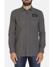 CAMICIA MANICA LUNGA IN GABARDINA LEGGERA TINTA UNITA