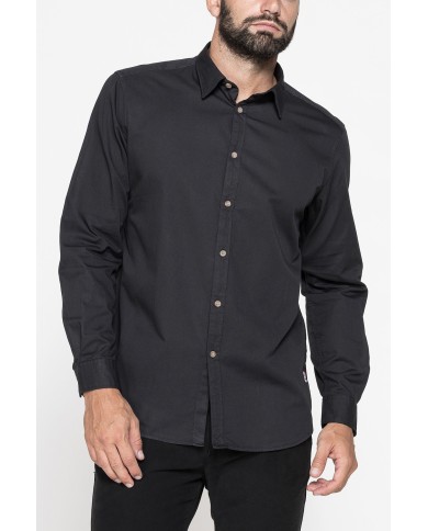 CAMICIA MANICA LUNGA IN GABARDINA LEGGERA TINTA UNITA
