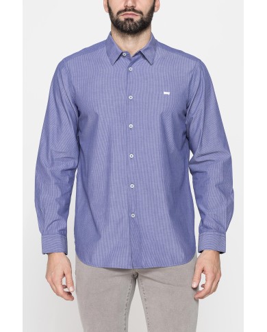 CAMICIA IN COTONE ORGANICO CON FANTASIA TINTO FILO