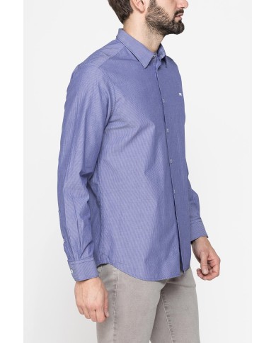 CAMICIA IN COTONE ORGANICO CON FANTASIA TINTO FILO