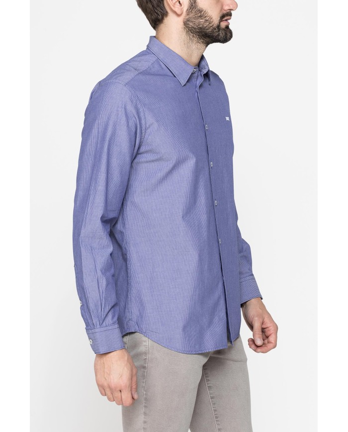 CAMICIA IN COTONE ORGANICO CON FANTASIA TINTO FILO