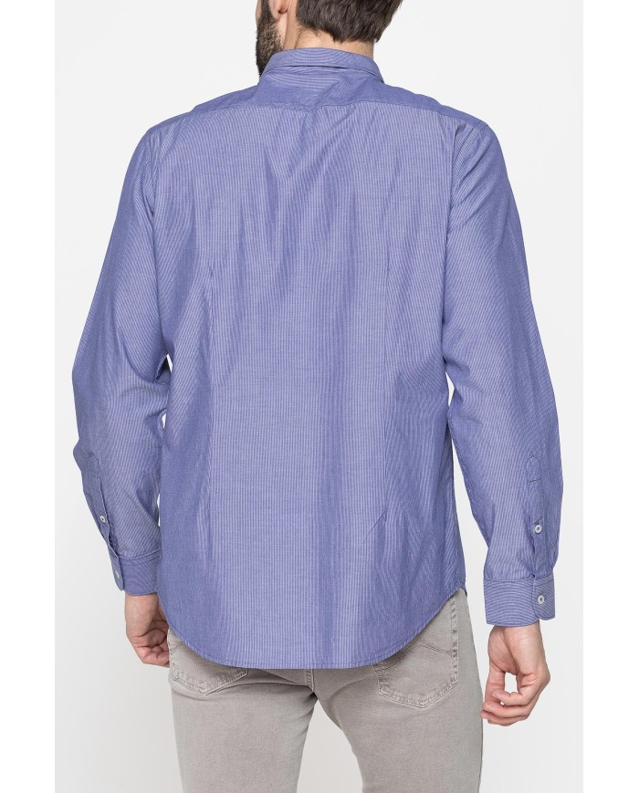 CAMICIA IN COTONE ORGANICO CON FANTASIA TINTO FILO