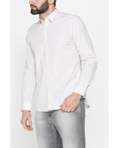 CAMICIA IN COTONE ORGANICO CON FANTASIA TINTO FILO