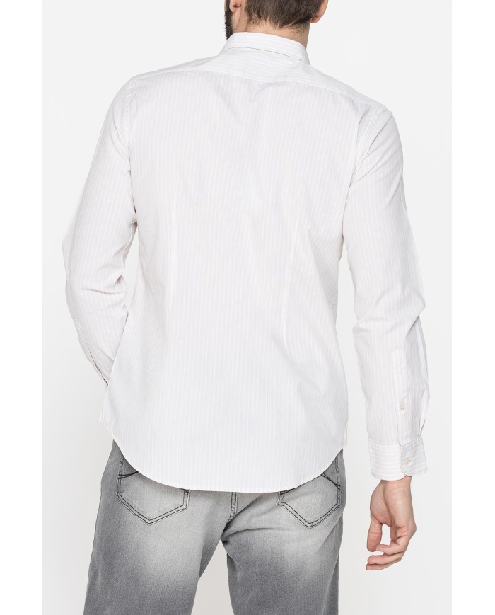 CAMICIA IN COTONE ORGANICO CON FANTASIA TINTO FILO