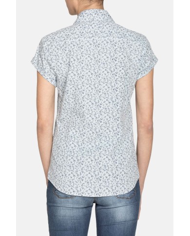 CAMICIA MANICA CORTA IN POPELINE STAMPATO. Vestibilità regolare.