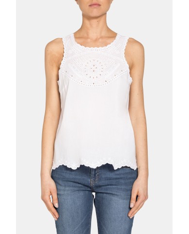 CANOTTA CON RICAMI 100% COTONE.