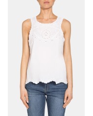 CANOTTA CON RICAMI 100% COTONE.