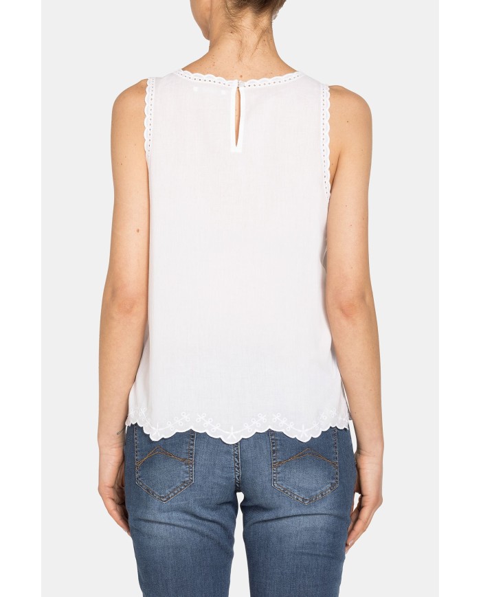 CANOTTA CON RICAMI 100% COTONE.