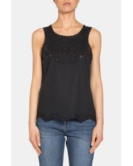 CANOTTA CON RICAMI 100% COTONE.