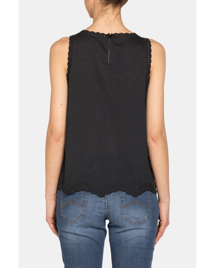 CANOTTA CON RICAMI 100% COTONE.