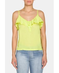 CANOTTA CON VOLANT SULLO SCOLLO 100% VISCOSA.