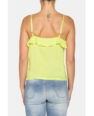 CANOTTA CON VOLANT SULLO SCOLLO 100% VISCOSA.