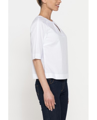 BLUSA CON SCOLLO A GOCCIA E MANICA 3/4