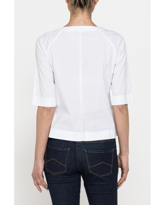 BLUSA CON SCOLLO A GOCCIA E MANICA 3/4