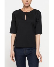 BLUSA CON SCOLLO A GOCCIA E MANICA 3/4
