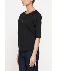 BLUSA CON SCOLLO A GOCCIA E MANICA 3/4