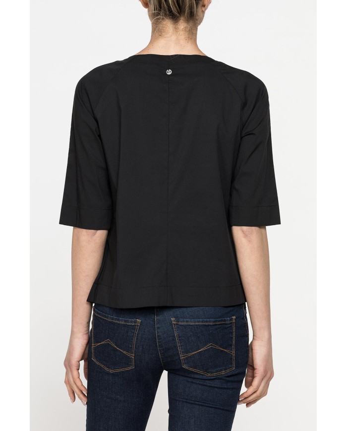 BLUSA CON SCOLLO A GOCCIA E MANICA 3/4