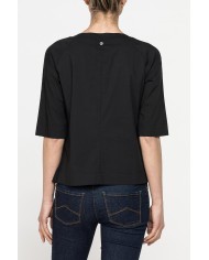 BLUSA CON SCOLLO A GOCCIA E MANICA 3/4