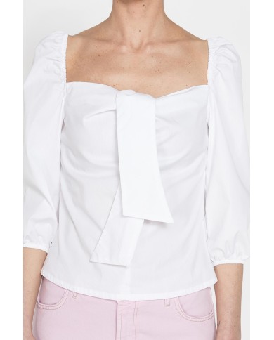 BLUSA CON SCOLLO AMPIO E FIOCCO