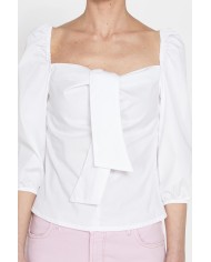 BLUSA CON SCOLLO AMPIO E FIOCCO