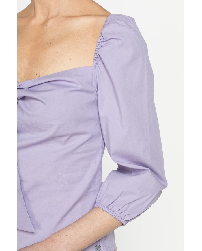 BLUSA CON SCOLLO AMPIO E FIOCCO