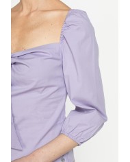 BLUSA CON SCOLLO AMPIO E FIOCCO