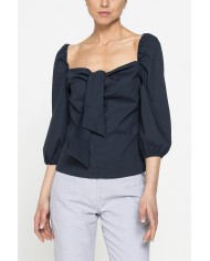 BLUSA CON SCOLLO AMPIO E FIOCCO