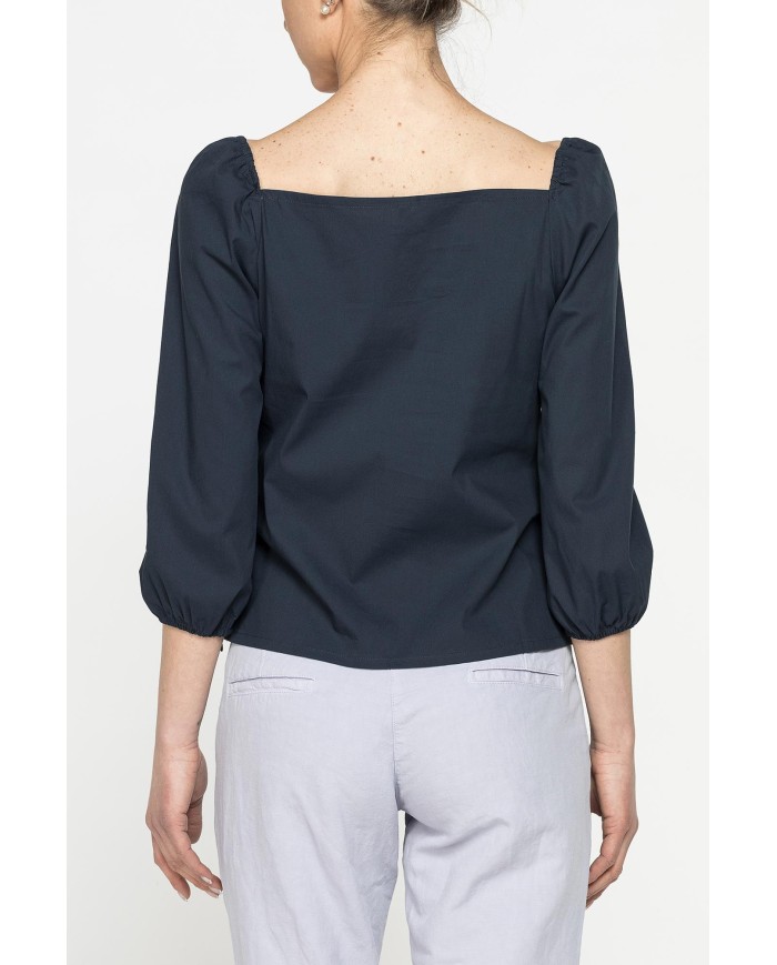 BLUSA CON SCOLLO AMPIO E FIOCCO