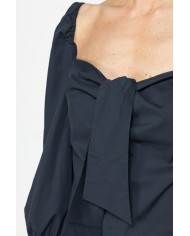 BLUSA CON SCOLLO AMPIO E FIOCCO