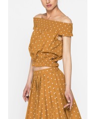 TOP CON SCOLLO A BARCHETTA IN TESSUTO LEGGERO