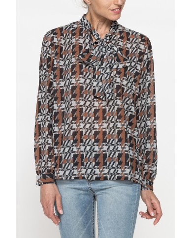 CAMICIA STAMPATA IN CHIFFON CON CHIUSURA A FIOCCO