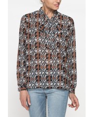 CAMICIA STAMPATA IN CHIFFON CON CHIUSURA A FIOCCO