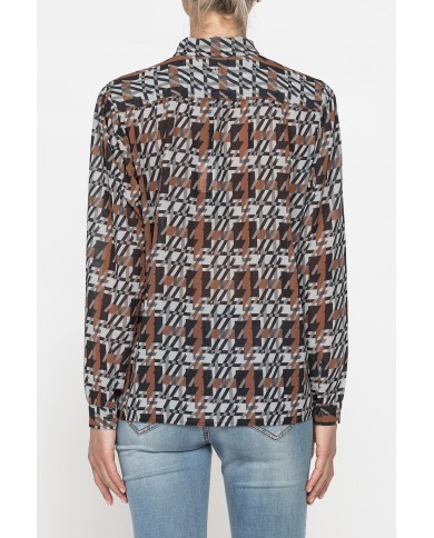 CAMICIA STAMPATA IN CHIFFON CON CHIUSURA A FIOCCO