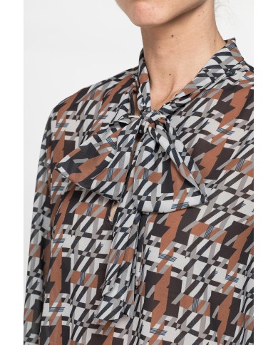 CAMICIA STAMPATA IN CHIFFON CON CHIUSURA A FIOCCO
