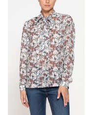 CAMICIA STAMPATA IN CHIFFON CON CHIUSURA A FIOCCO