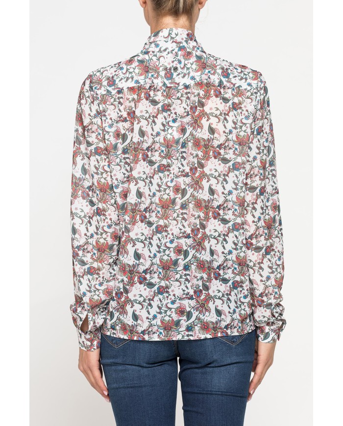 CAMICIA STAMPATA IN CHIFFON CON CHIUSURA A FIOCCO