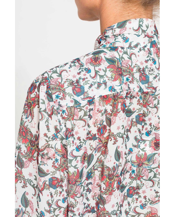 CAMICIA STAMPATA IN CHIFFON CON CHIUSURA A FIOCCO
