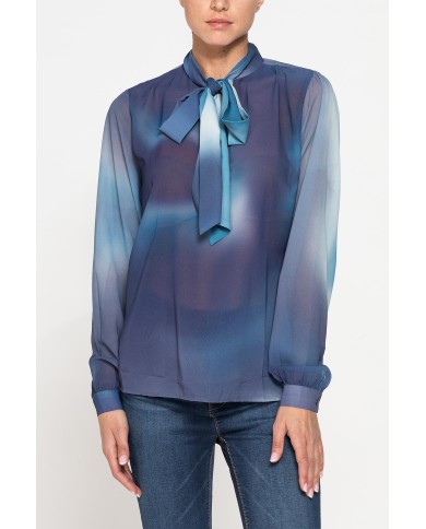 CAMICIA STAMPATA IN CHIFFON CON CHIUSURA A FIOCCO