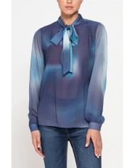 CAMICIA STAMPATA IN CHIFFON CON CHIUSURA A FIOCCO