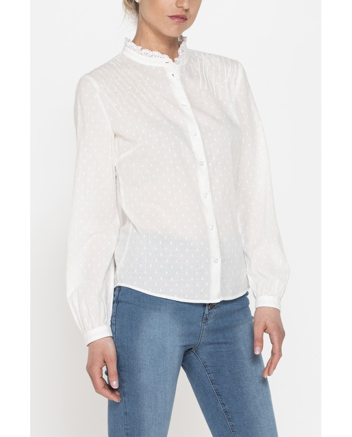 CAMICIA MANICA LUNGA IN TESSUTO DOBBY DI COTONE.