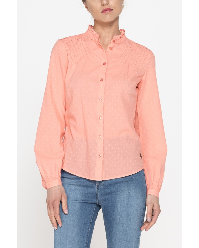 CAMICIA MANICA LUNGA IN TESSUTO DOBBY DI COTONE.