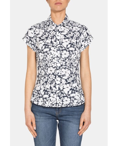 CAMICIA A MANICHE CORTE IN TESSUTO STAMPATO 100% COTONE.