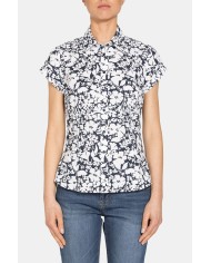 CAMICIA A MANICHE CORTE IN TESSUTO STAMPATO 100% COTONE.