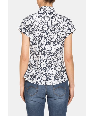CAMICIA A MANICHE CORTE IN TESSUTO STAMPATO 100% COTONE.