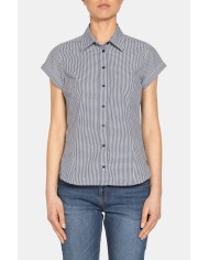 CAMICIA A MANICHE CORTE IN TESSUTO STAMPATO 100% COTONE.