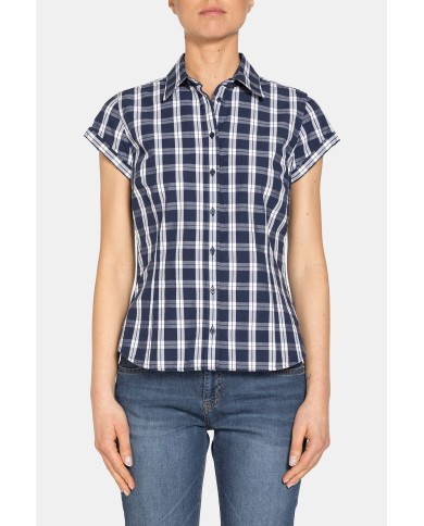 CAMICIA A MANICHE CORTE IN TESSUTO STAMPATO 100% COTONE.