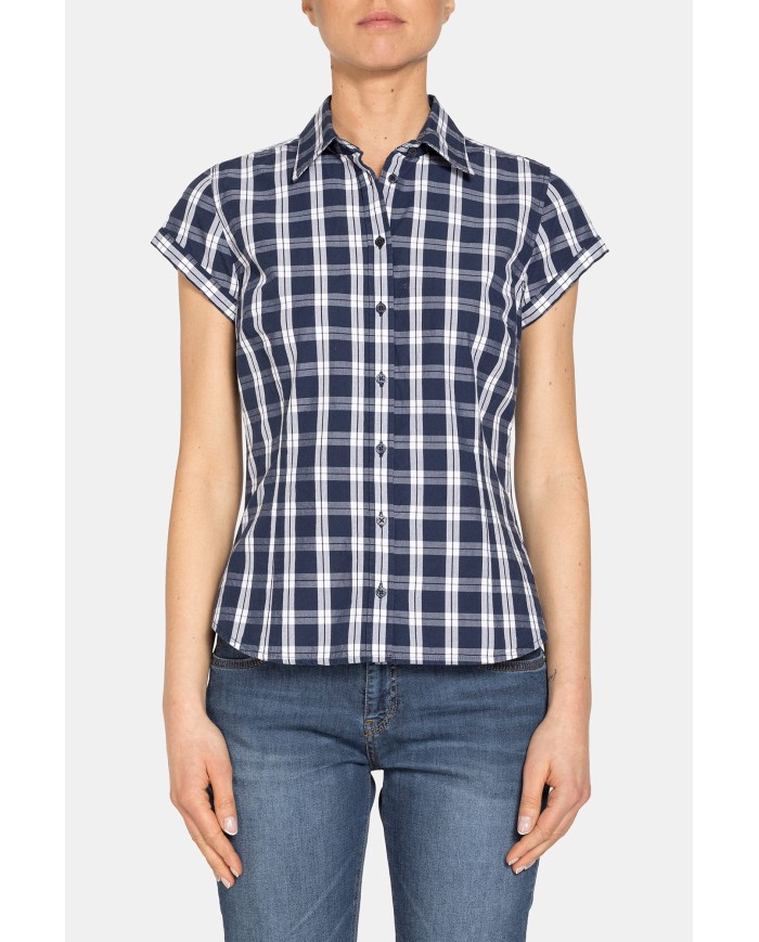 CAMICIA A MANICHE CORTE IN TESSUTO STAMPATO 100% COTONE.