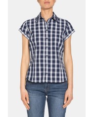 CAMICIA A MANICHE CORTE IN TESSUTO STAMPATO 100% COTONE.